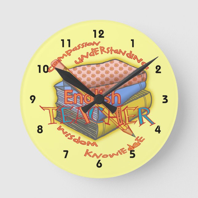 Ronde Horloge personnalisée avec devise pour professeur  (Recto)