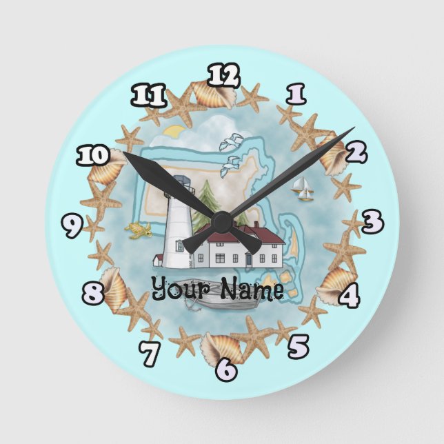 Ronde horloge phare de Massachusetts Shells (Recto)