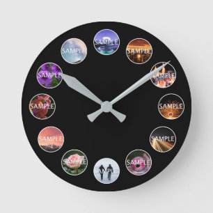 Ronde Horloge photo blanche personnalisée encadrée 12 