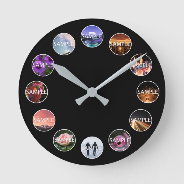 Ronde Horloge photo blanche personnalisée encadrée 12  (Recto)