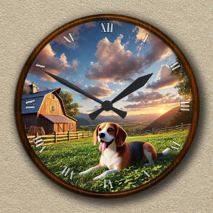 Ronde Horloge Pittoresque et Beagle personnalisable