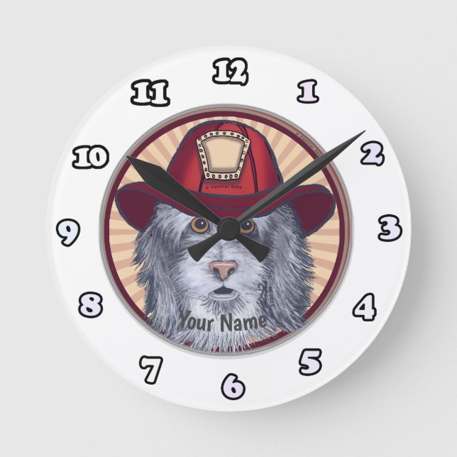 Ronde Horloge Pompier Chien de Berger (Recto)