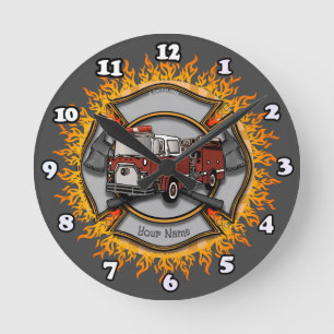 Ronde Horloge Pompiers Camion Croix de Malte