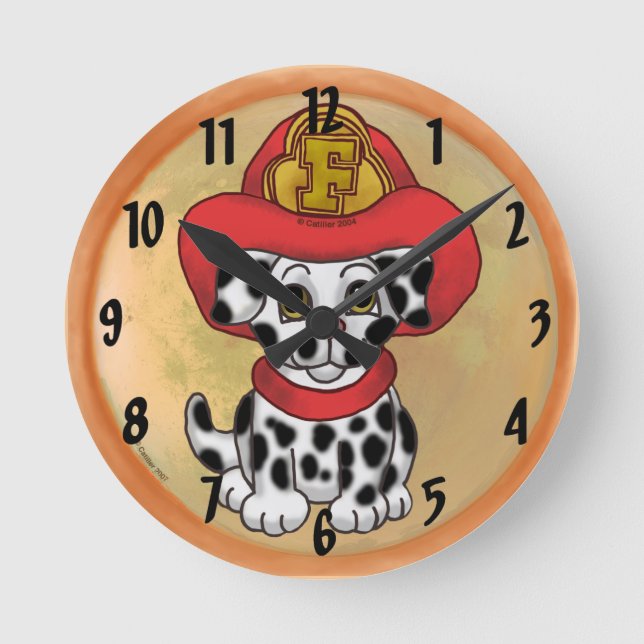 Ronde Horloge Pompiers Chien Chiot (Recto)