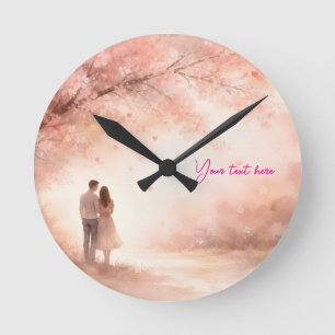 Ronde Horloge pour couple romantique – Art mural avec te