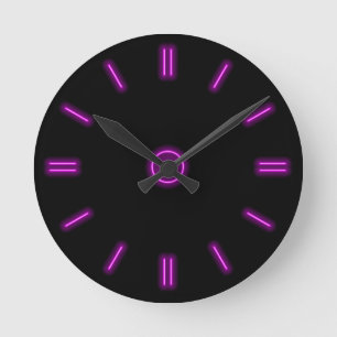 Ronde Horloge pourpre au néon