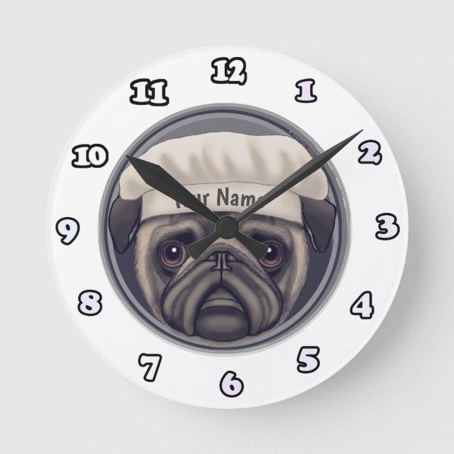 Ronde Horloge Pug Chef (Recto)