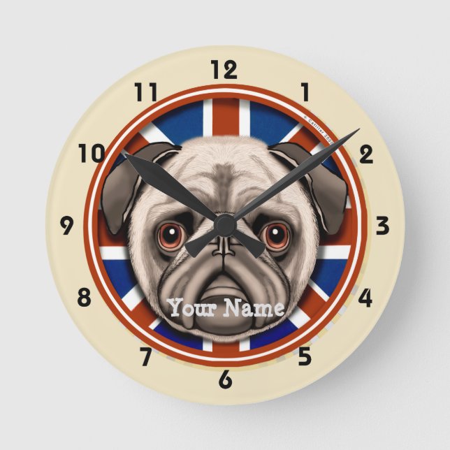 Ronde Horloge Pug d'Angleterre (Recto)