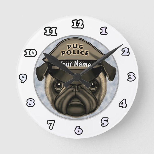 Ronde Horloge Pug Police (Recto)