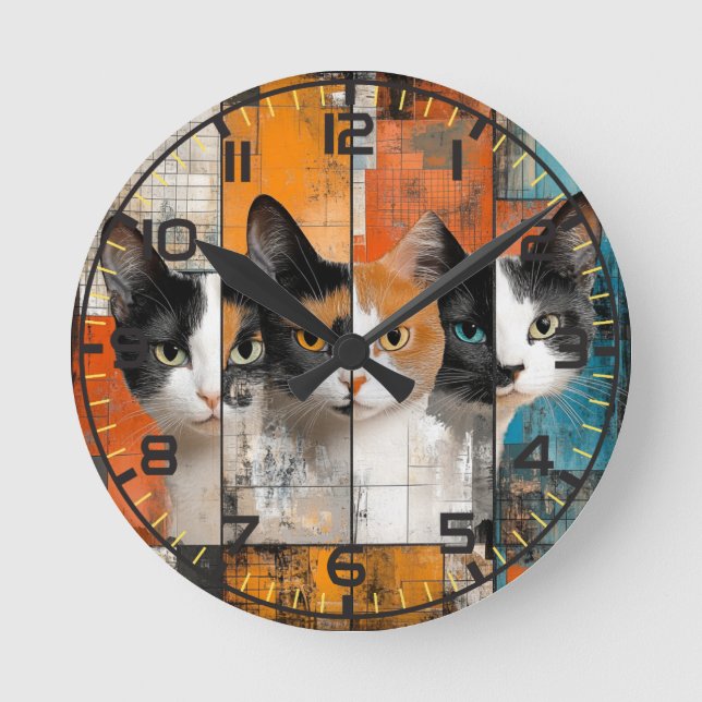 Ronde Horloge Rétro, Horloge Chat, Rétro (Recto)