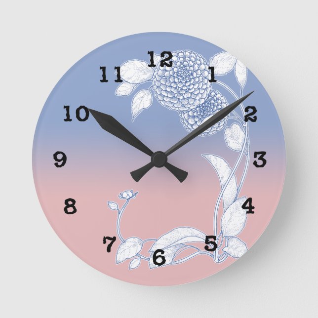 Ronde Horloge rose à quartz et Serenity Blue Wall (Recto)