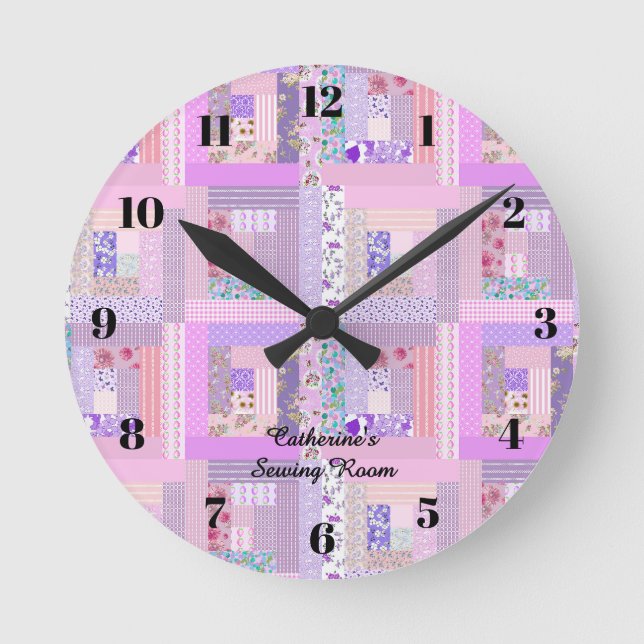 Ronde Horloge rose de couture pour salle de couture déco (Recto)