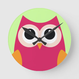 Ronde Horloge rose de hibou
