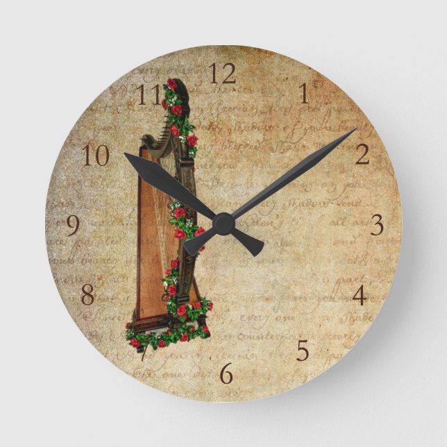 Ronde Horloge rose d'harpe d'Irlandais (Recto)