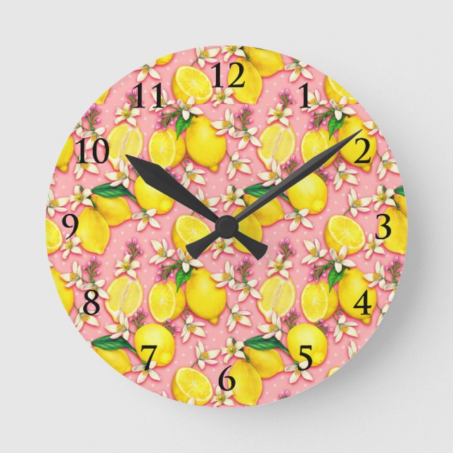Ronde Horloge rose fleur de citron (Recto)