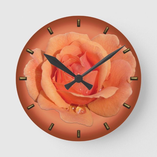 Ronde Horloge rose Horloge Mur Poche Orange Rose Horloge (Recto)