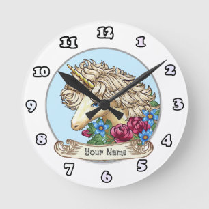 Ronde Horloge Rose Licorne
