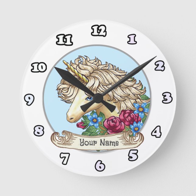 Ronde Horloge Rose Licorne (Recto)