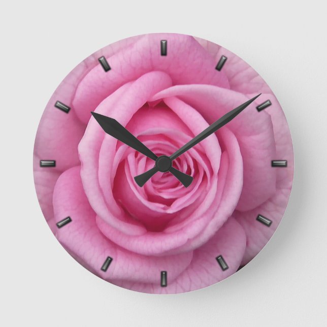 Ronde Horloge rose Rose Rose Rose Fleur Mur Horloge Rose (Recto)