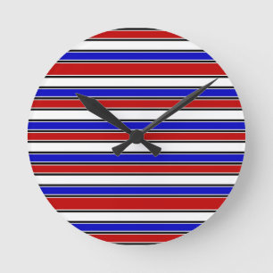 Ronde Horloge rouge blanche et bleue