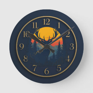 Ronde Horloge Rustique du mur de la montagne de cerfs