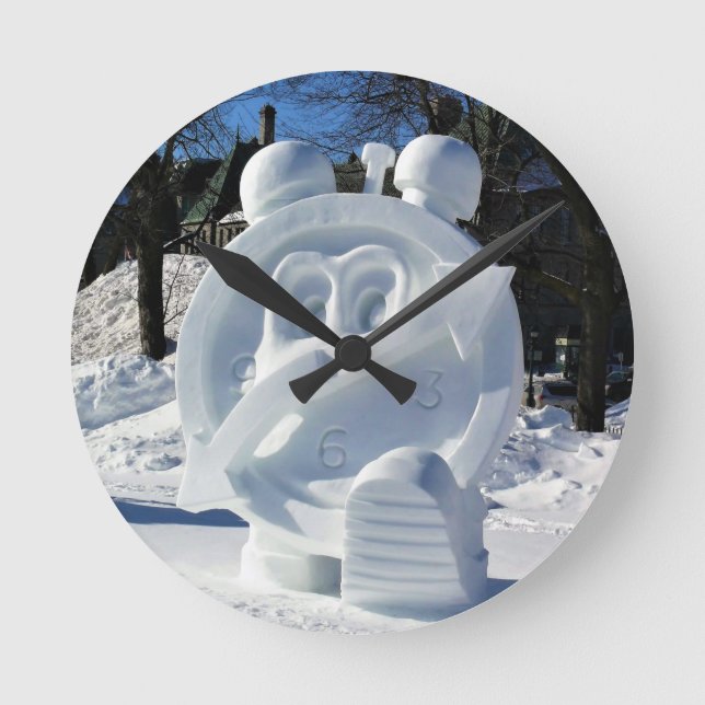 Ronde Horloge Sculpture de neige, Québec, Canada (Recto)