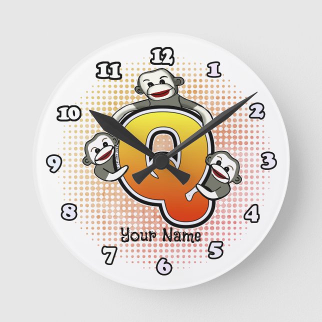 Ronde Horloge Singe à Chaussette Monogramme Q (Recto)