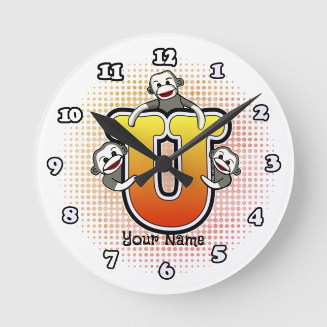 Ronde Horloge singe chaussette Monogram U (Recto)
