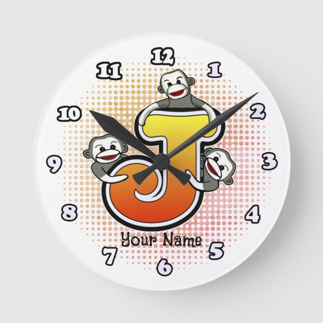 Ronde Horloge Singe Chaussette Monogramme J (Recto)