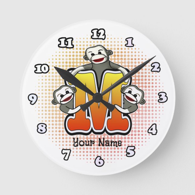Ronde Horloge Singe Chaussette Monogramme M (Recto)