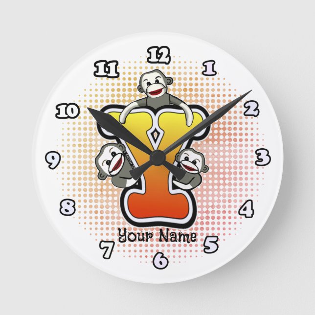 Ronde Horloge Singe Chaussette Monogramme Y (Recto)