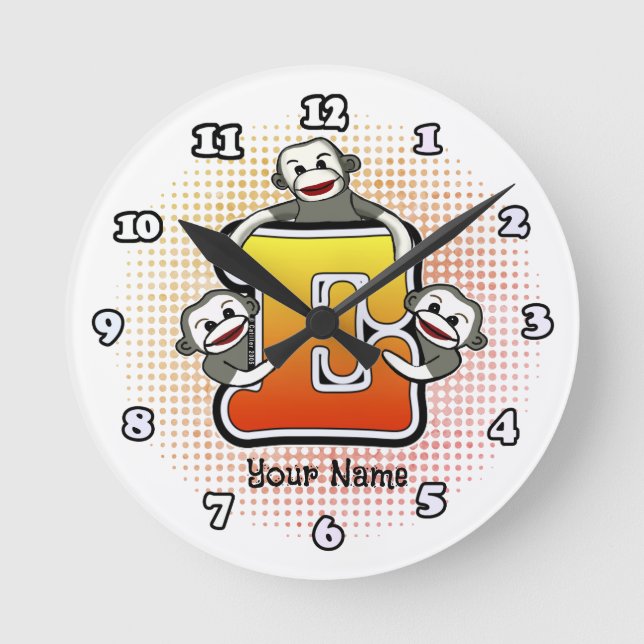 Ronde Horloge Singe de chaussette E Monogramme (Recto)
