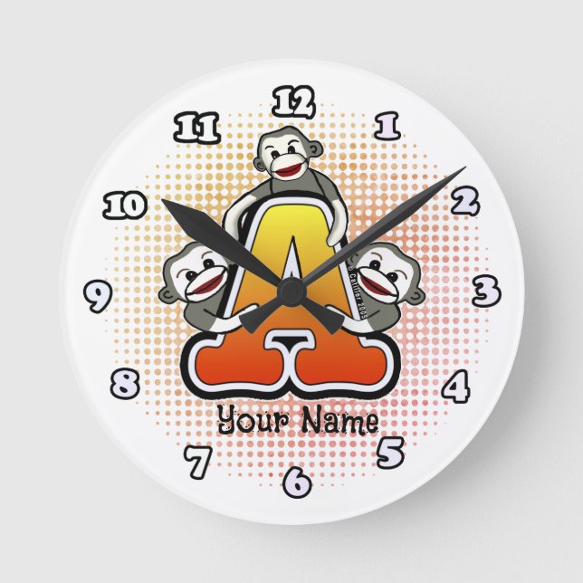 Ronde Horloge Singe de Chaussette Monogramme A (Recto)