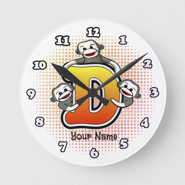 Ronde Horloge Singe de chaussette Monogramme D (Recto)