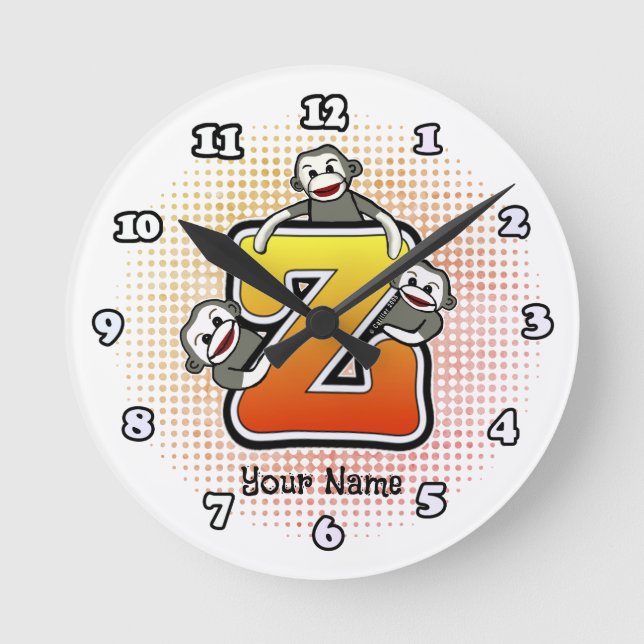 Ronde Horloge Singe de Chaussette Monogramme Z (Recto)