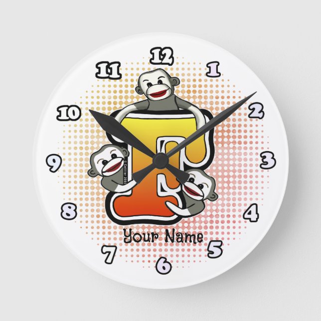 Ronde Horloge singe en chaussette F monogramme (Recto)
