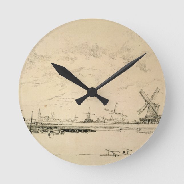Ronde horloge "Sketch of Windmills" (Recto)