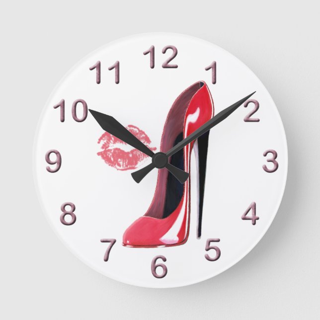 Ronde Horloge stylet rouge d'art de chaussure et de (Recto)