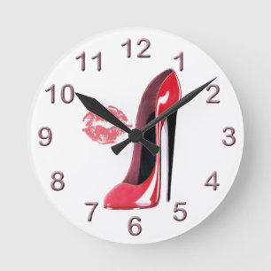 Ronde Horloge stylet rouge d'art de chaussure et de