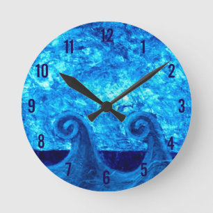 Ronde Horloge Vagues Bleues