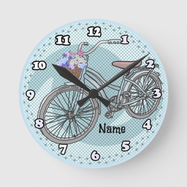 Ronde Horloge vélo bleu (Recto)