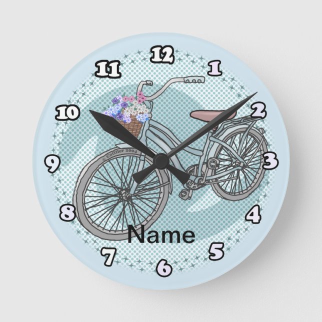Ronde Horloge vélo bleu (Recto)