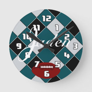 Ronde Horloge vérifiée par argent de noir de vert du