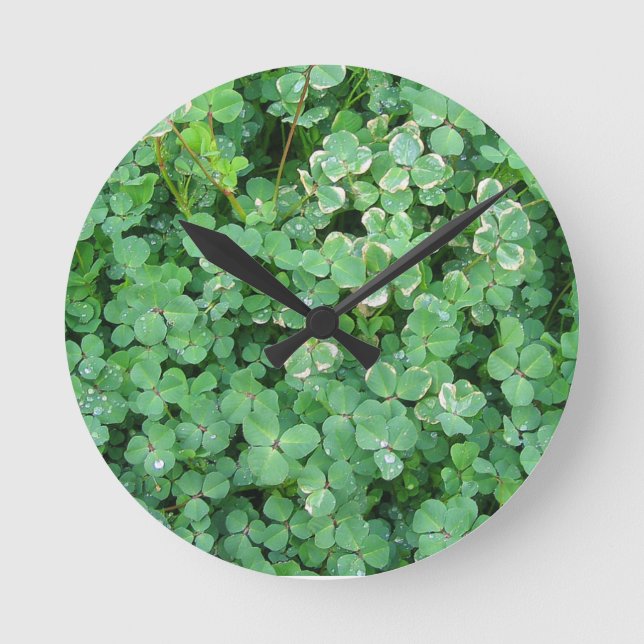 Ronde Horloge verte blanche Shamrock (Recto)
