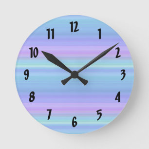 Ronde Horloge verte mauve bleue pastel Rainbow