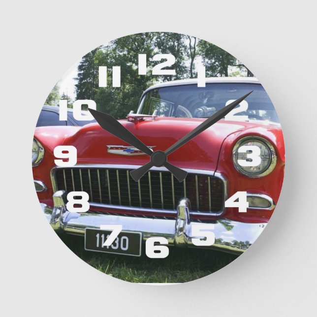 Ronde Horloge vintage 56 Chevy Moyen Rond (Recto)
