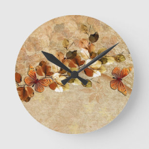 Ronde Horloge vintage de luxe de feuille d'automne