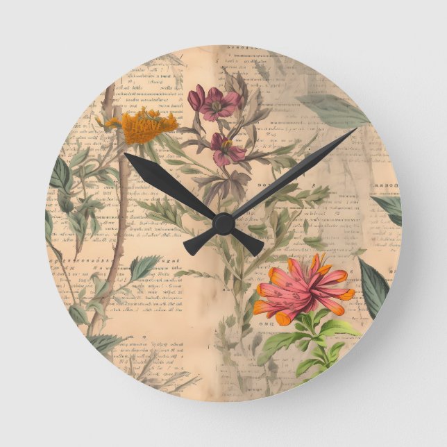 Ronde Horloge vintage florale (Recto)