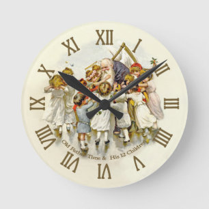 Ronde Horloge Vintage Old Father Time