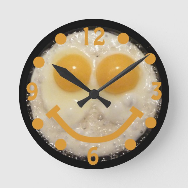 Ronde Horloge visage heureux d'œufs frits (Recto)